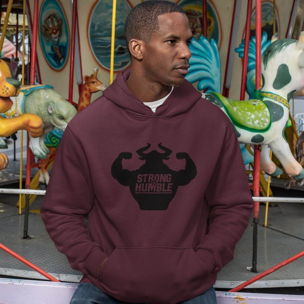 Classic Strong and Humble Men's Maroon Hoodie Hoodie - Strong and Humble Apparel