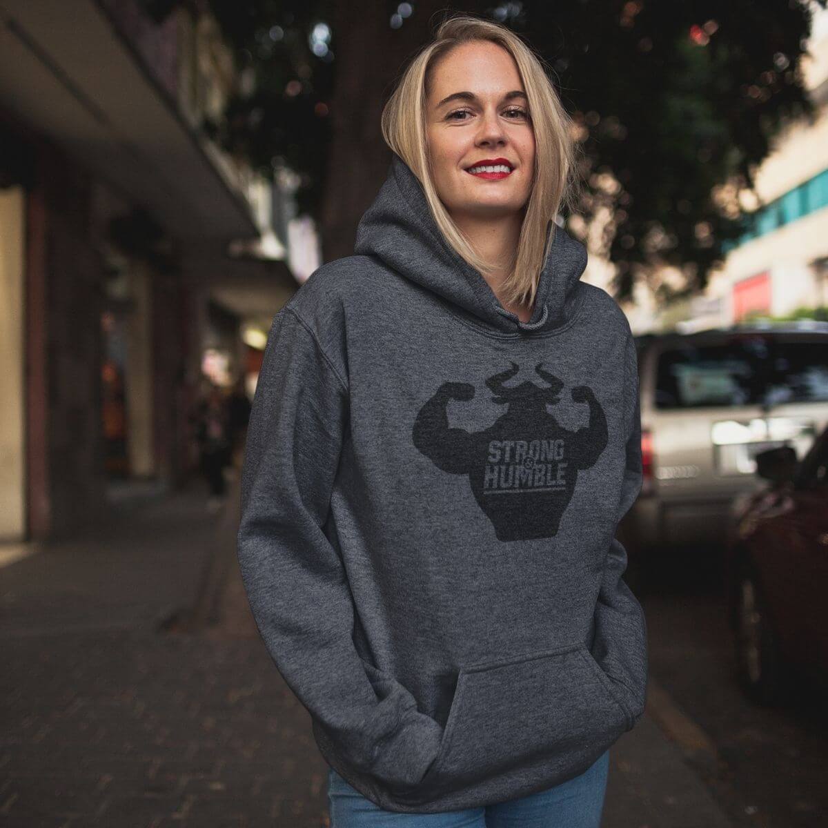 Classic Strong and Humble Women's Dark Heather Grey Hoodie Hoodie - Strong and Humble Apparel