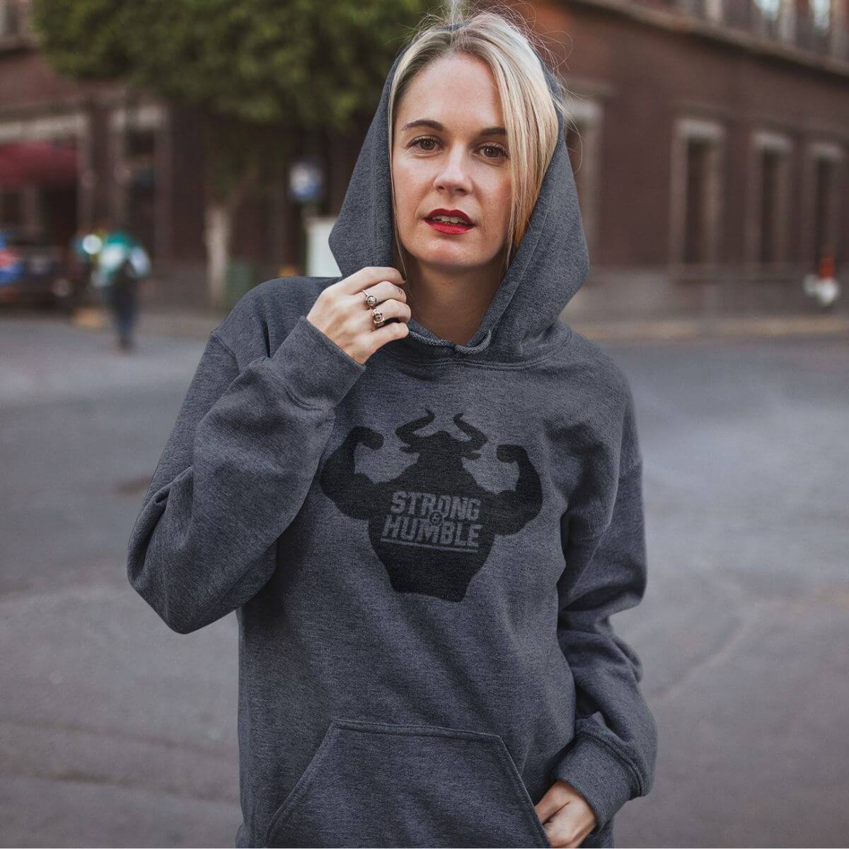 Classic Strong and Humble Women's Dark Heather Grey Hoodie Hoodie - Strong and Humble Apparel